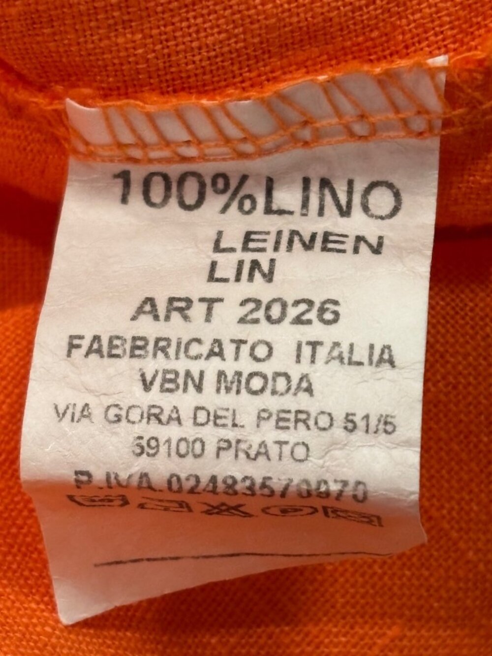VEN MODA 100% Linen Shirt Dress Made in Italy Orange Lagenlook Oversized L - Picture 7 of 7